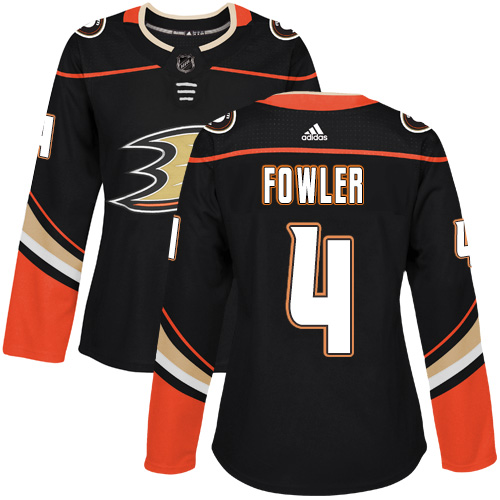 Adidas Anaheim Ducks #4 Cam Fowler Black Home Authentic Womens Stitched NHL Jersey->women nhl jersey->Women Jersey